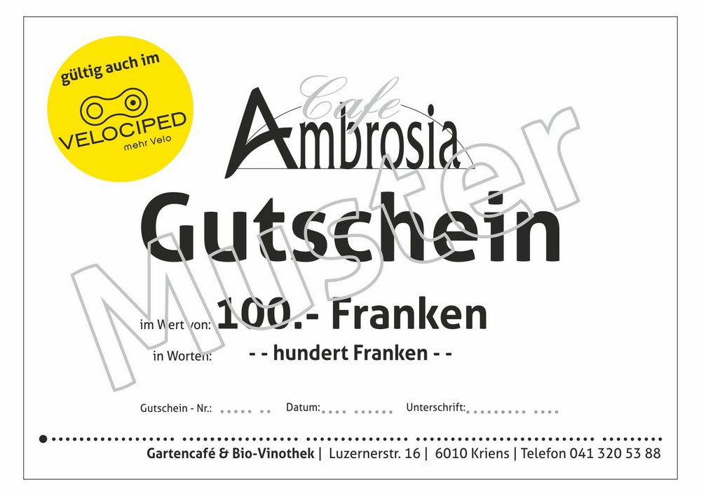 Ambrosia 100-Franken Gutschein